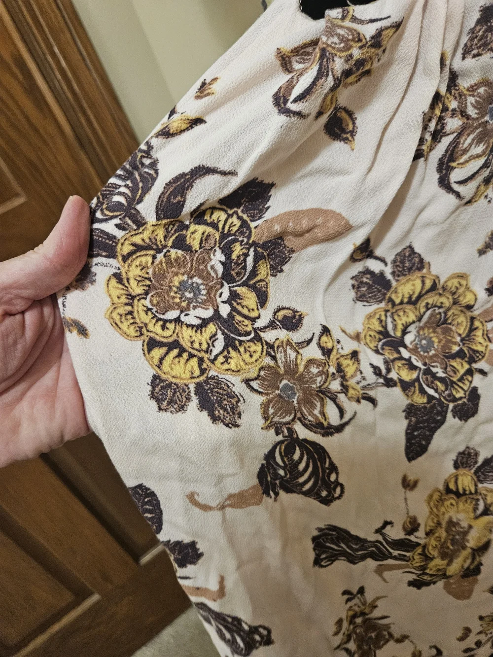 Free People Yellow and Cream Floral Tie-Front Midi Dress